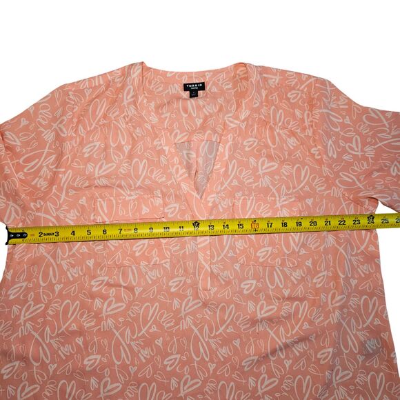 Torrid Women's Harper Blouse size 1X Peachy Pink Hearts Coquette Feminine Flowy - Picture 12 of 13